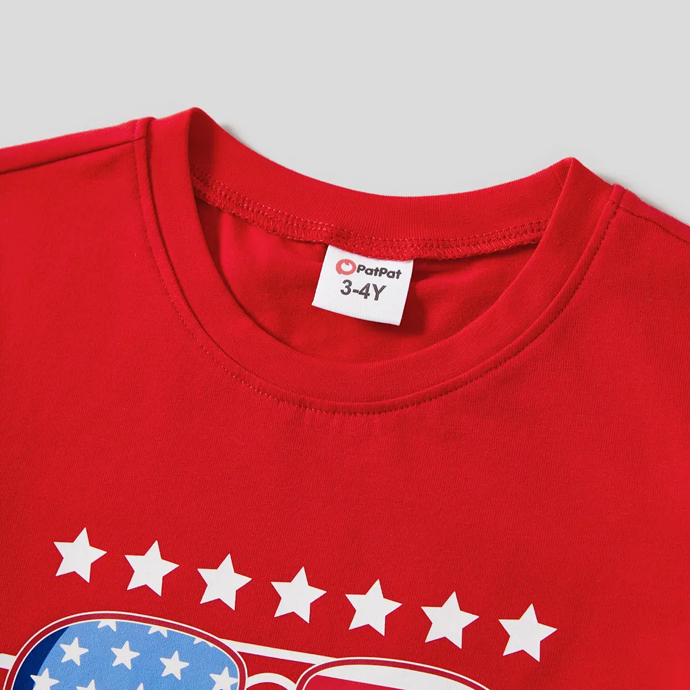 Independence Day Family Matching Cotton Letters Print Short-sleeve Tops big image 10