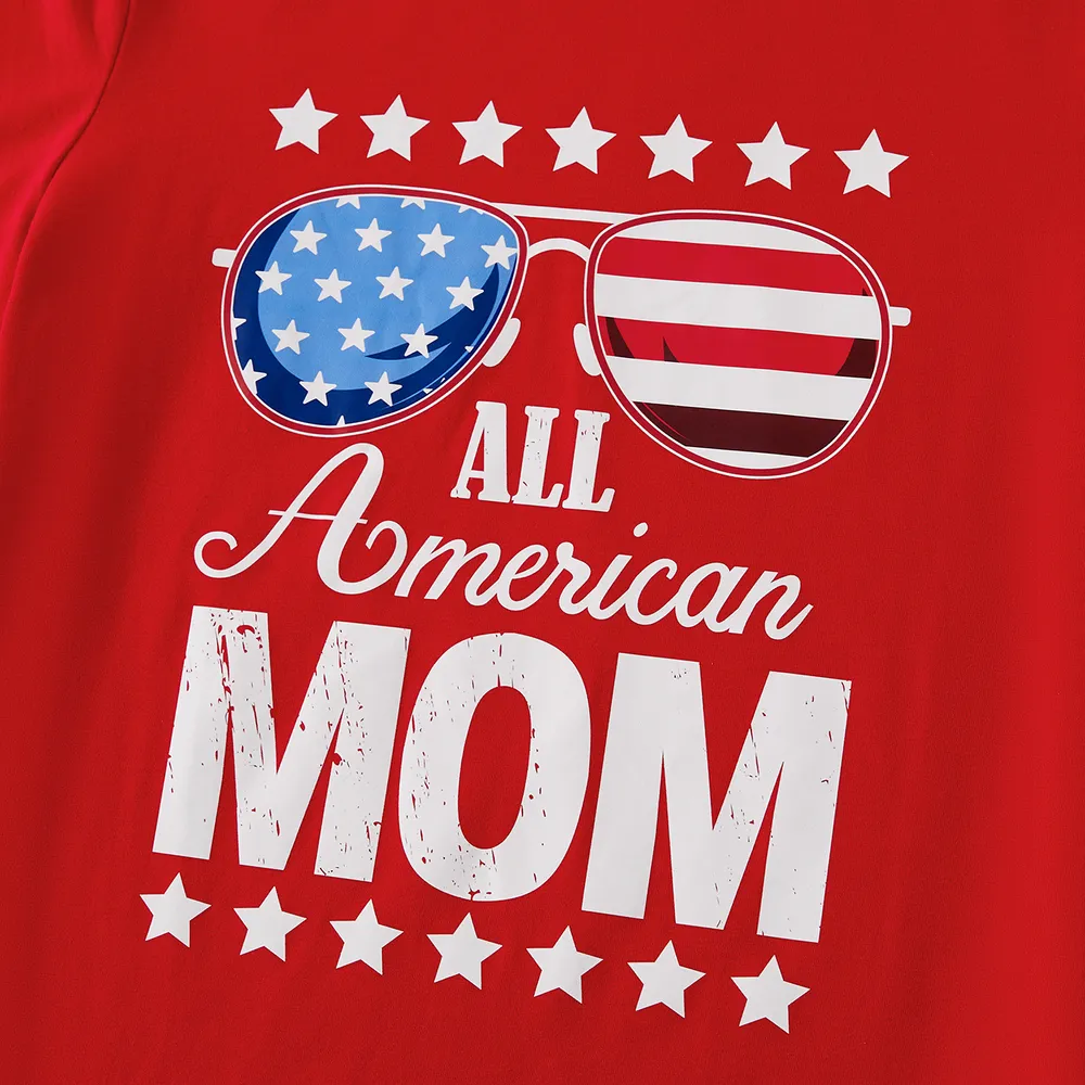 Independence Day Family Matching Cotton Letters Print Short-sleeve Tops big image 15