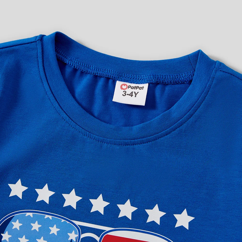 Independence Day Family Matching Cotton Letters Print Short-sleeve Tops big image 6