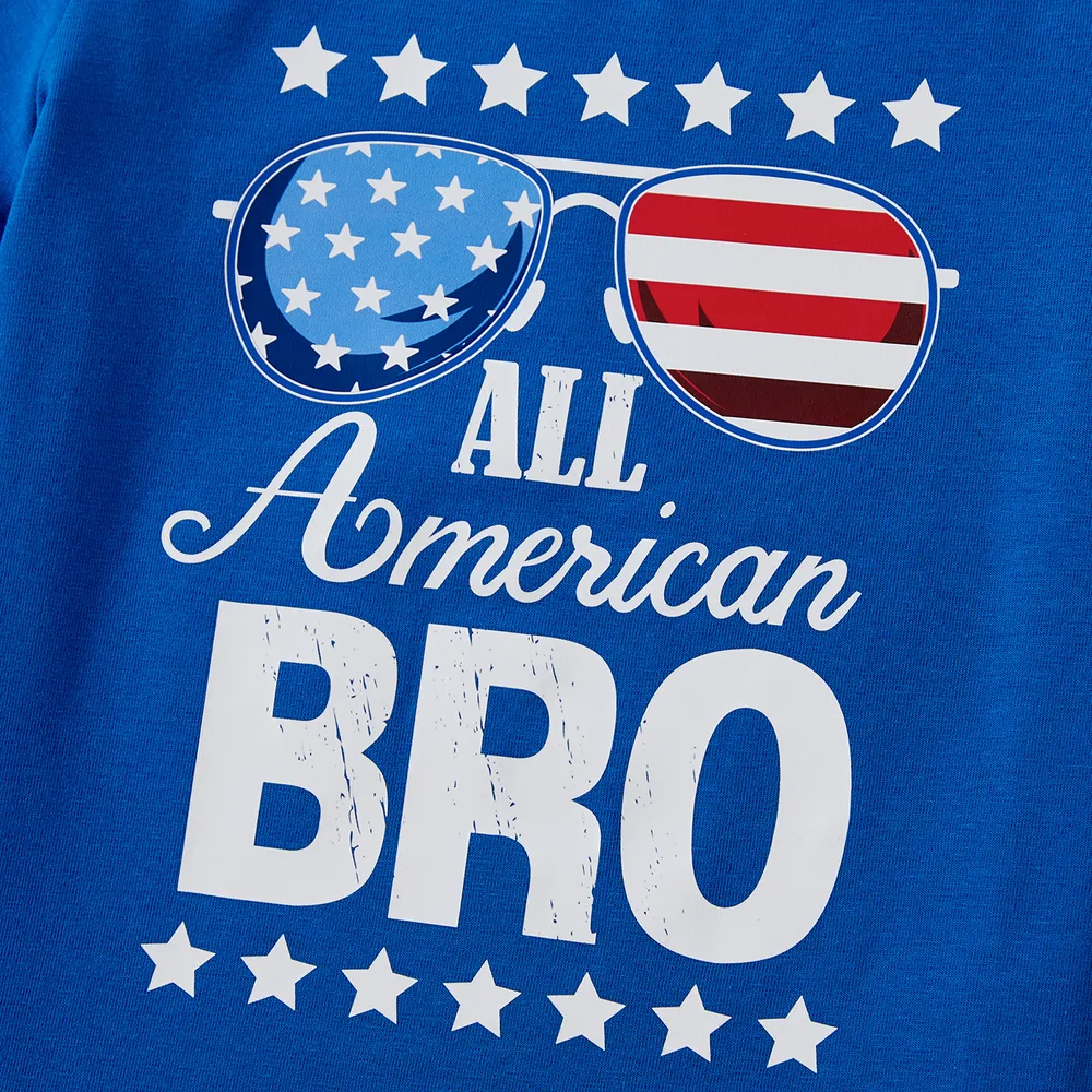 Independence Day Family Matching Cotton Letters Print Short-sleeve Tops big image 8