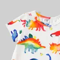 Family Matching Allover Dinosaur Print Cotton Tank Dresses and Striped Short-sleeve T-shirts Sets  image 3