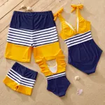 Family Matching Stripe & Colorblock Spliced One Piece Swimsuit or Swim Trunks Shorts  image 3