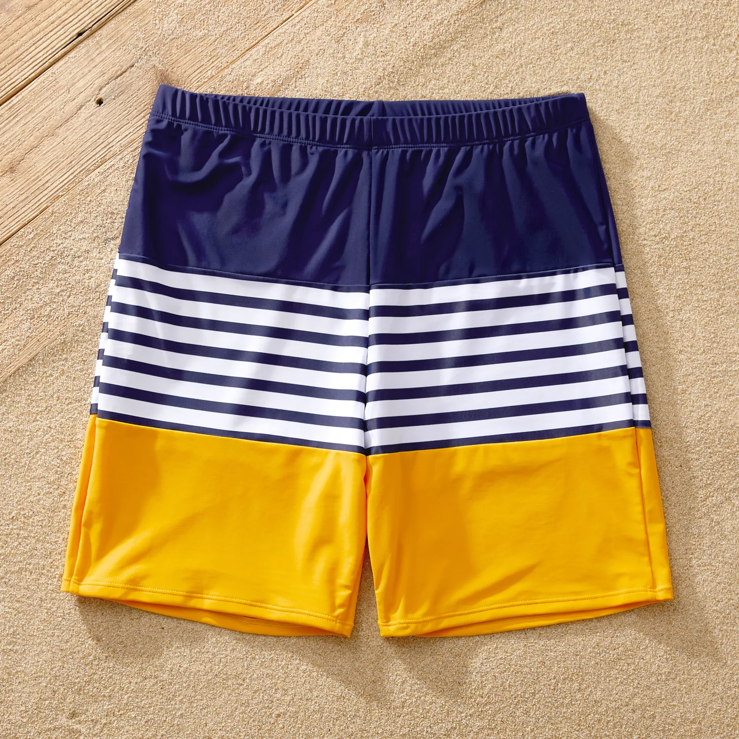 Family Matching Stripe & Colorblock Spliced One Piece Swimsuit or Swim Trunks Shorts  big image 12