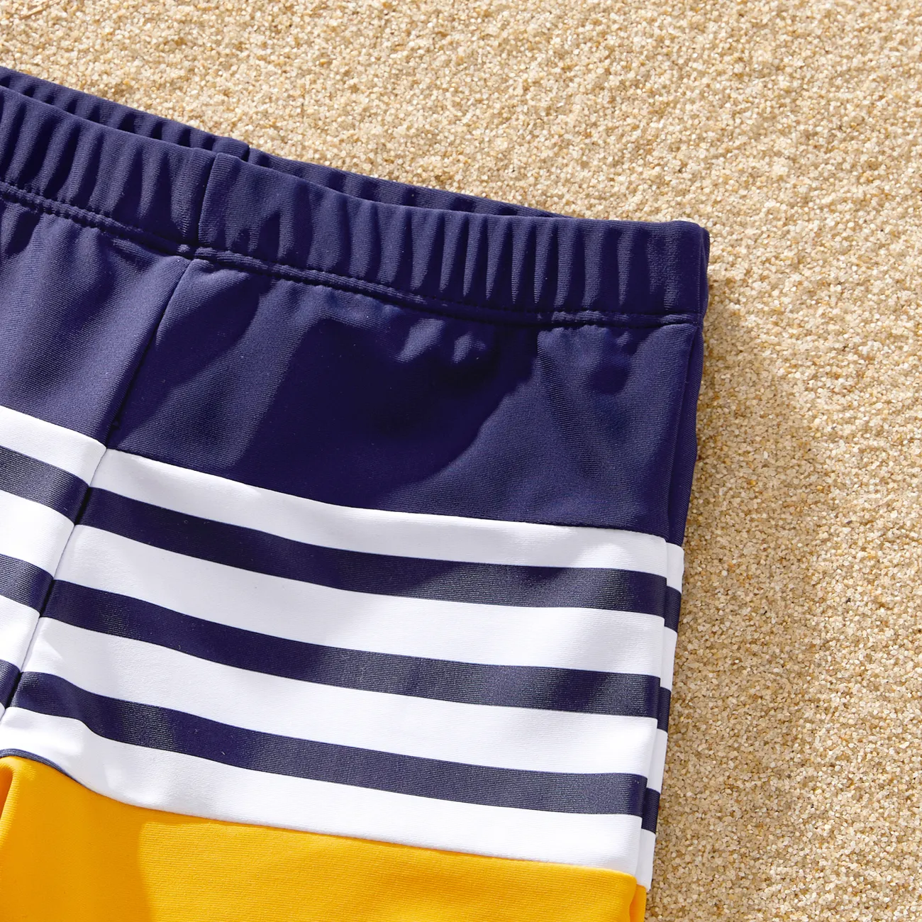 Family Matching Stripe & Colorblock Spliced One Piece Swimsuit or Swim Trunks Shorts ColorBlock big image 1