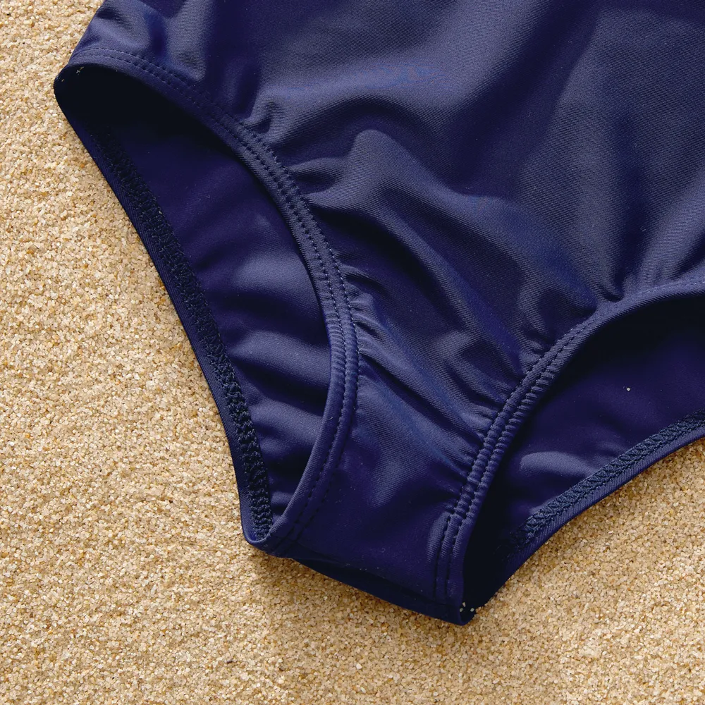 Family Matching Stripe & Colorblock Spliced One Piece Swimsuit or Swim Trunks Shorts big image 8