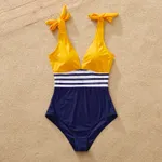 Family Matching Stripe & Colorblock Spliced One Piece Swimsuit or Swim Trunks Shorts  image 6