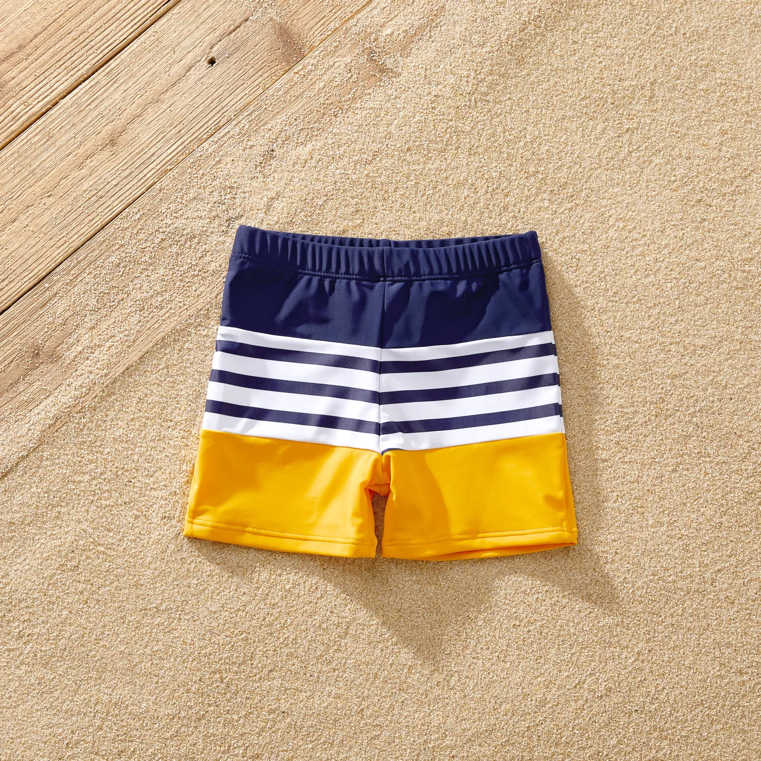 Family Matching Stripe & Colorblock Spliced One Piece Swimsuit or Swim Trunks Shorts ColorBlock big image 1