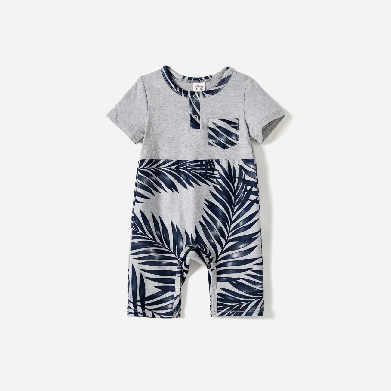 Family Matching Plant Print Panel Belted Short-sleeve Dresses and T-shirts Sets  big image 1