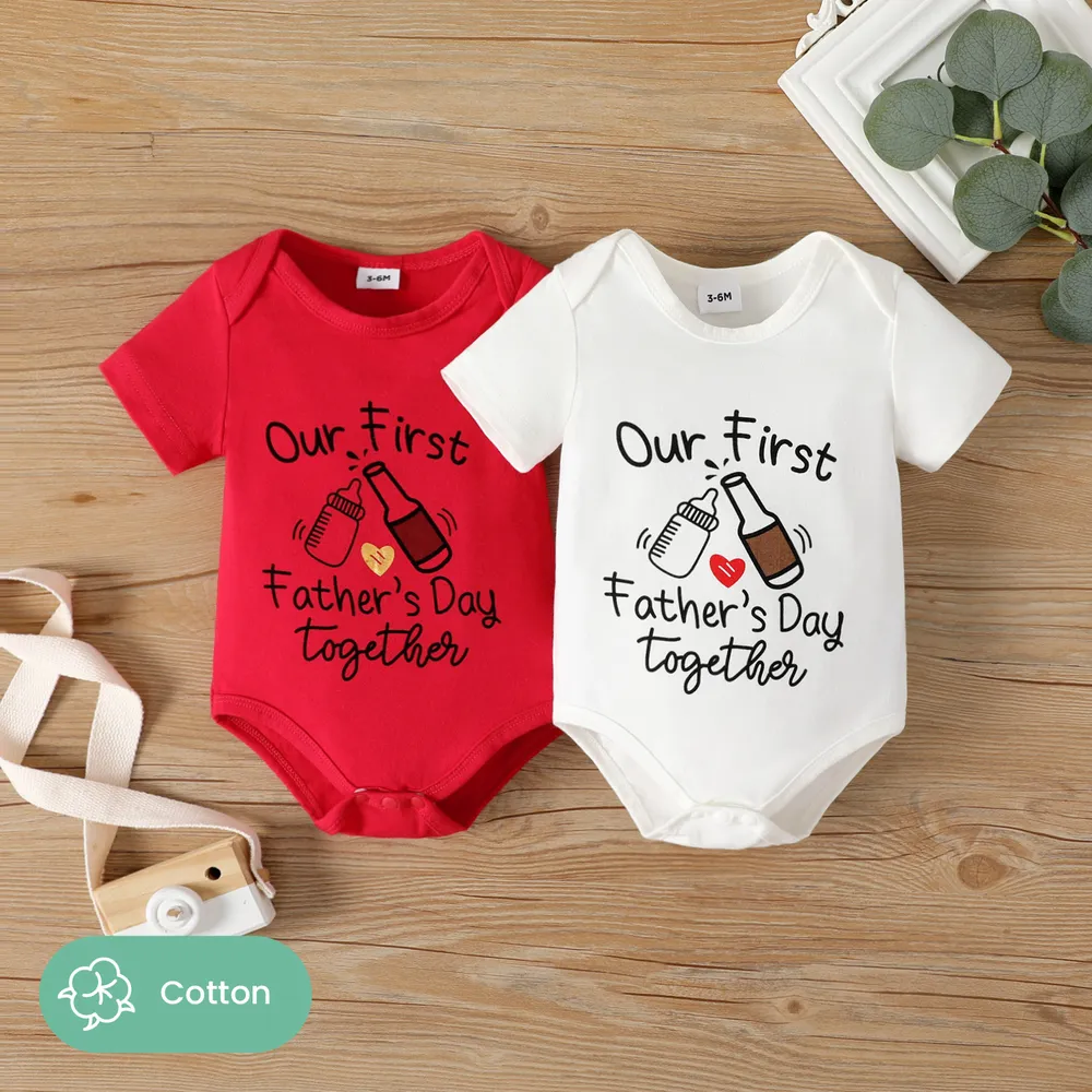 Father's Day Baby Girl/Boy Letter Print Short-sleeve Bodysuit big image 1