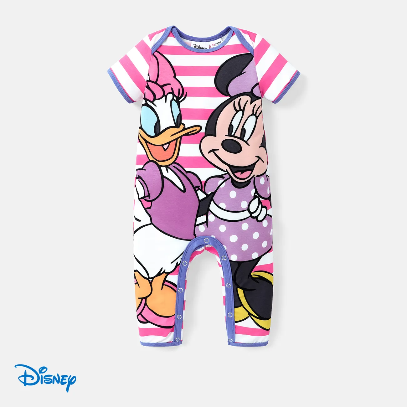 Disney Mickey and Friends Baby Girl/Boy Naia™ Character Print Short-sleeve Jumpsuit  big image 1