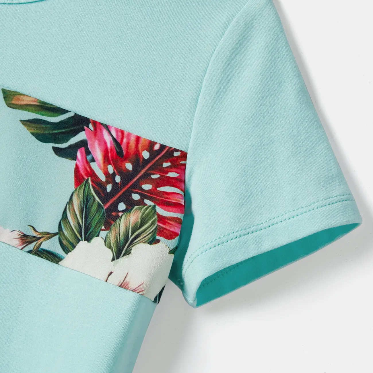 Looks familiares Plantas y flores tropicales Camiseta sin mangas Conjuntos combinados para familia Conjuntos Verde claro big image 1