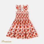 Toddler Girl 100% Cotton Strawberry Print Flutter-sleeve Smocked Dress  image 4