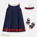 Kid Girl 100% Cotton Double Breasted Contrast Collar Tank Dress  image 5