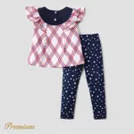 Independence Day 2pcs Toddler Girl 100% Cotton Allover Print Flutter-sleeve Top and Pants Set  image 4