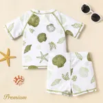 2pcs Baby Boy Allover Scallop Print Short-sleeve Two-piece Swimsuit Set  image 2