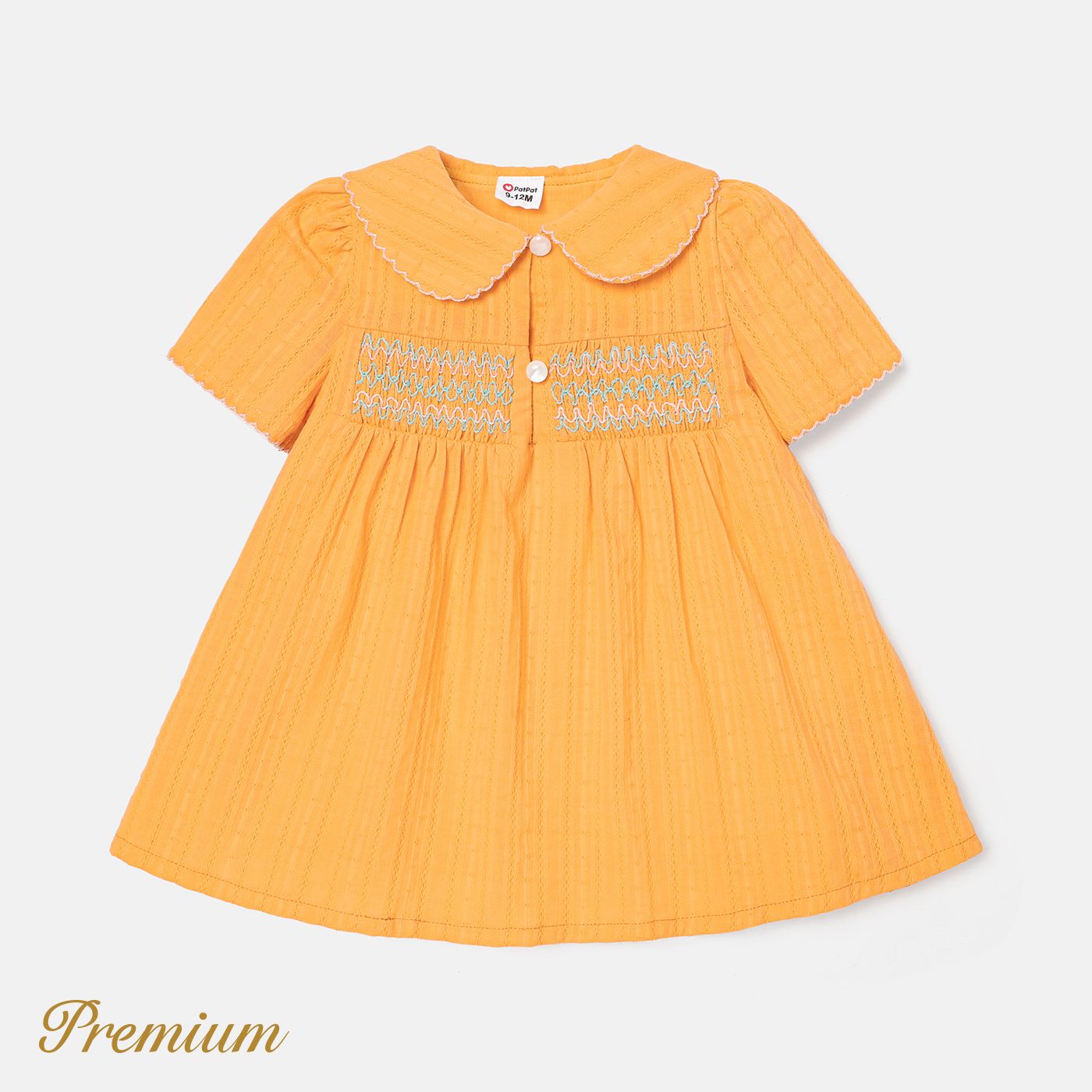 Baby Girl 100% Cotton Doll Collar Embroidered Dress