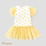 Toddler Girl Cotton Allover Lemon Print Puff-sleeve Spliced Mesh Dress  image 5