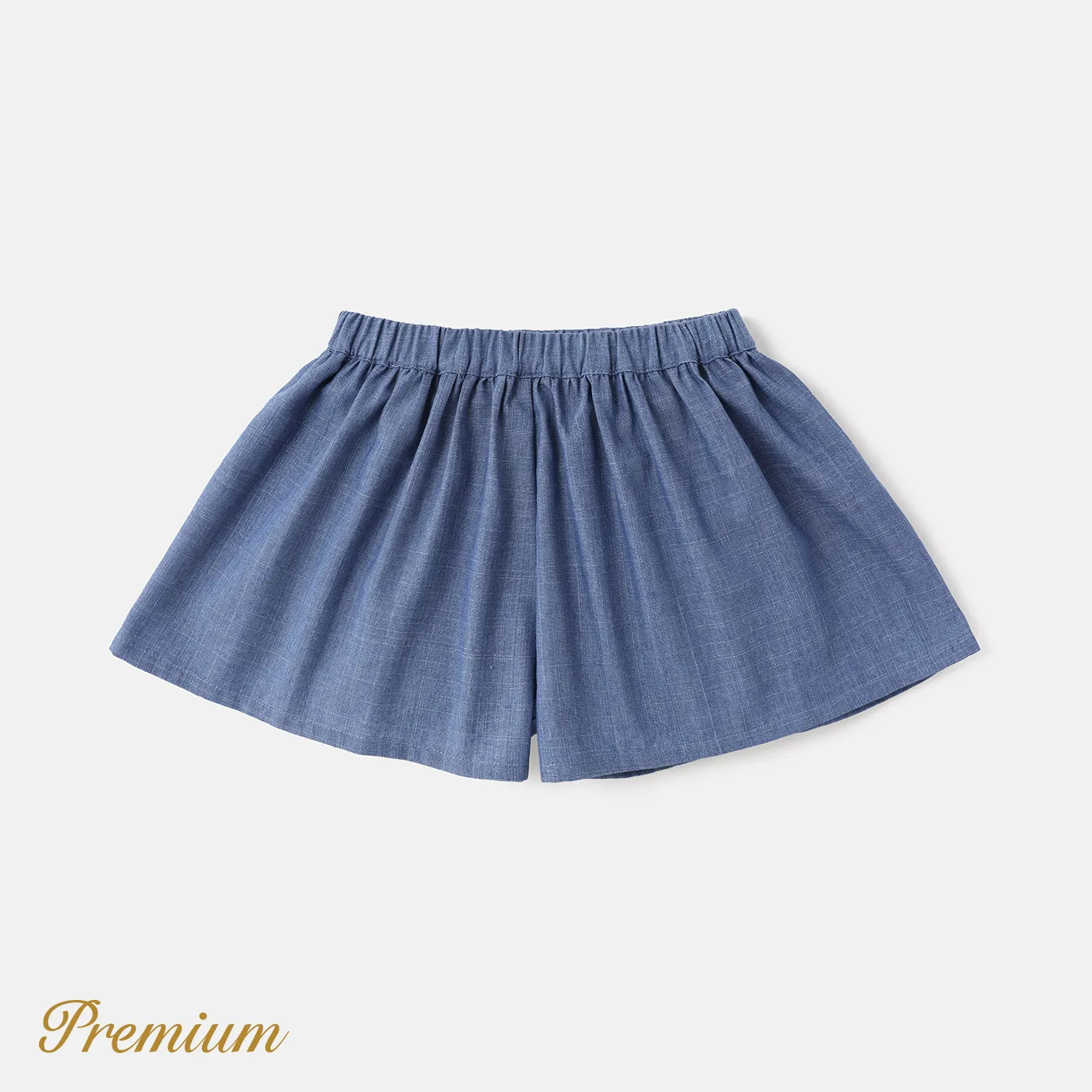 Toddler Girl Elasticized Waist Solid Shorts DENIMBLUE big image 1