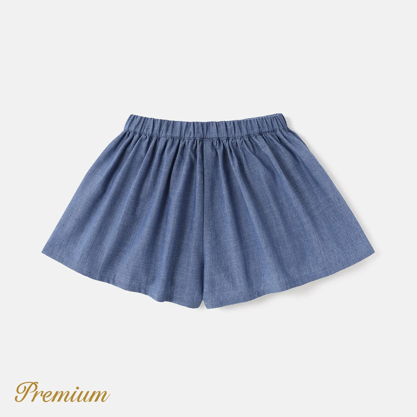 Toddler Girl Elasticized Waist Solid Shorts DENIMBLUE image 2