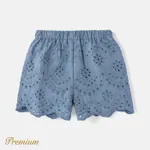 Toddler Girl 100% Cotton Eyelet Embroidered Solid Shorts Blue