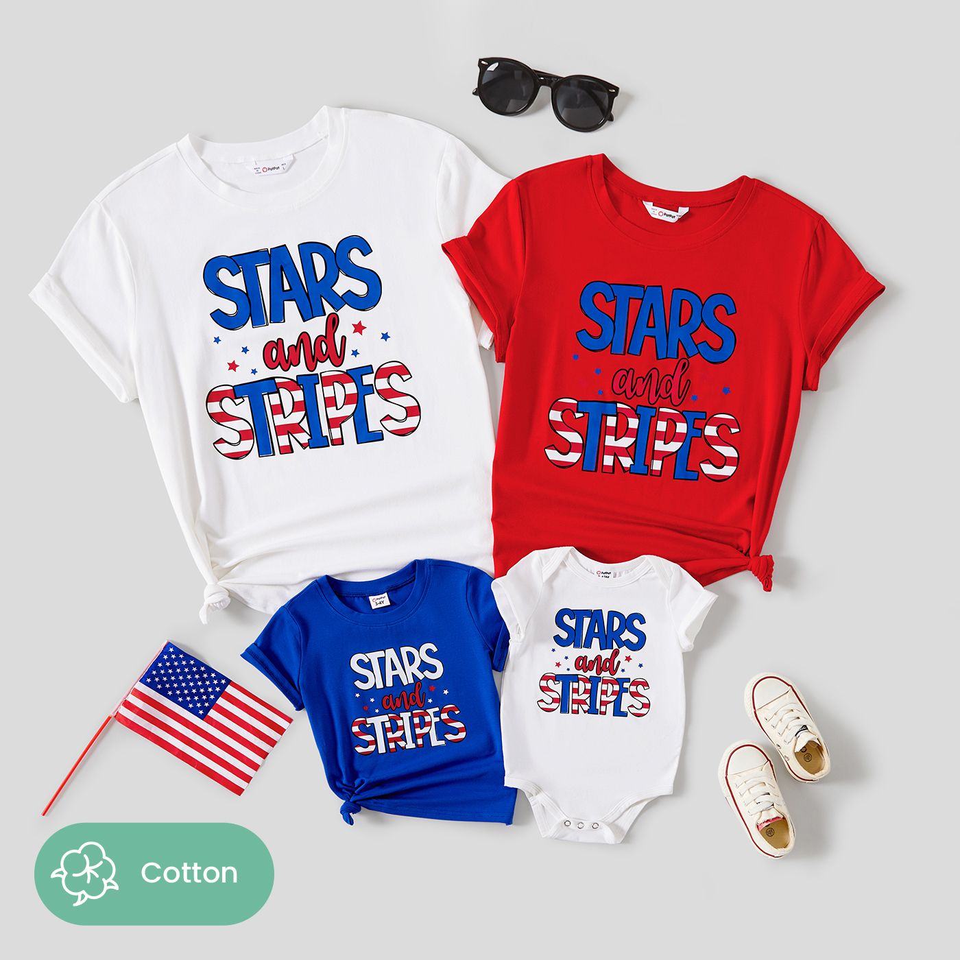 

Independence Day Family Matching Letter Print Cotton Short-sleeve Tops