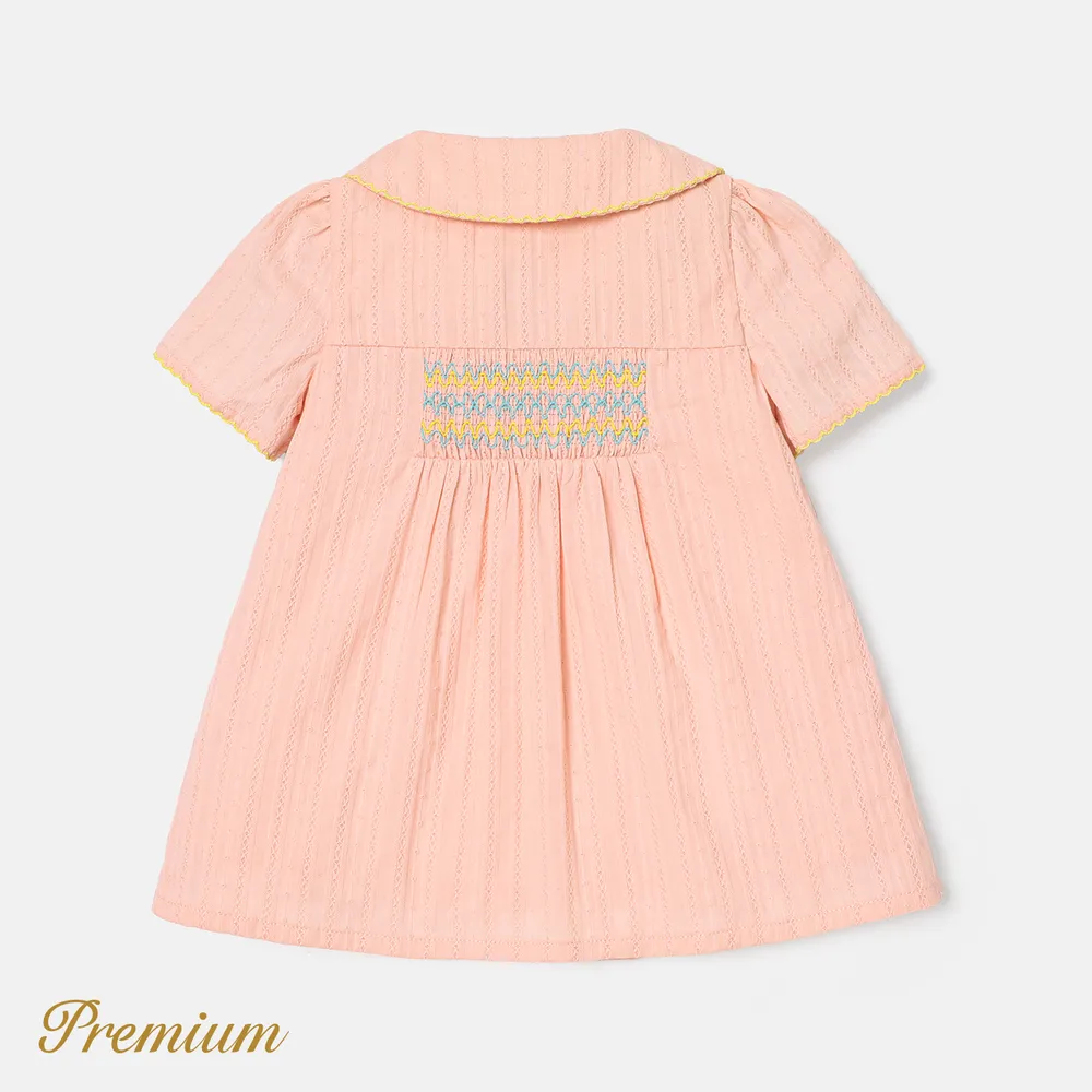 Baby Girl 100% Cotton Doll Collar Embroidered Dress big image 2