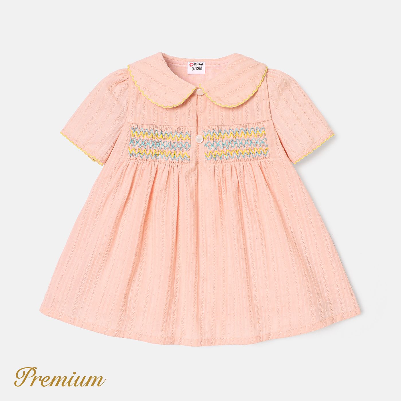 Baby Girl 100% Cotton Doll Collar Embroidered Dress