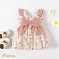 Baby Girl 100% Cotton Contrast Ruffle Trim Bow Front Allover Print Dress  image 1