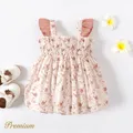 Baby Girl 100% Cotton Contrast Ruffle Trim Bow Front Allover Print Dress  image 2