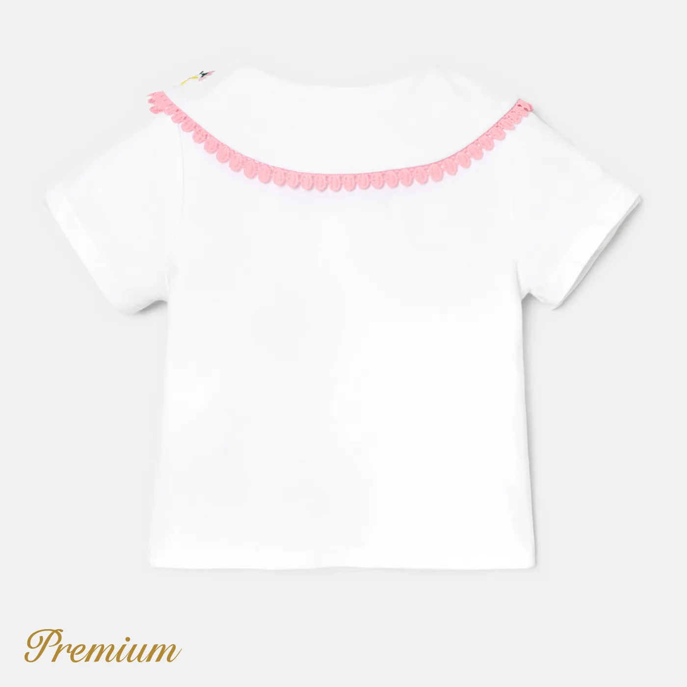 Baby Girl Cotton Floral Embroidered Collar Short-sleeve Tee  image 2