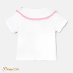 Baby Girl Cotton Floral Embroidered Collar Short-sleeve Tee  image 2