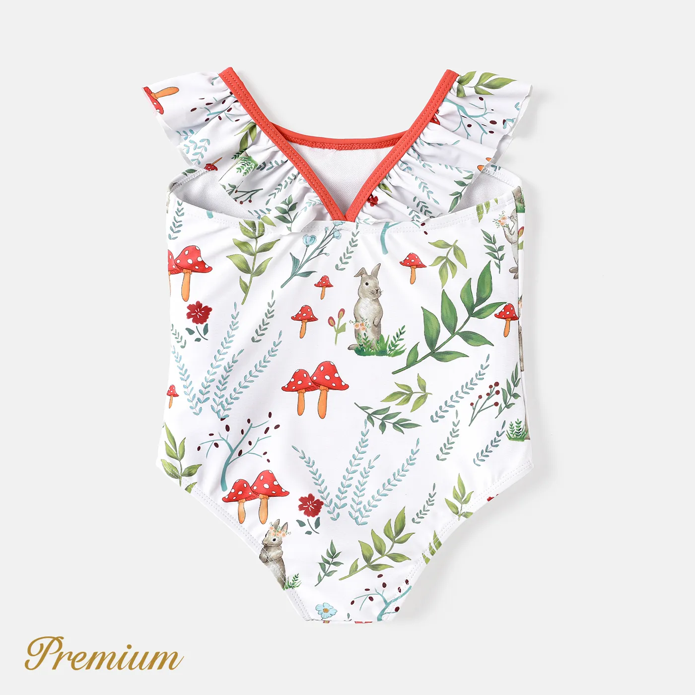 Toddler Girl Allover Rabbit Print Ruffled Collar One-piece Swimsuit  image 5
