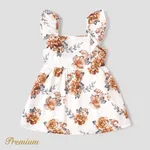 Toddler Girl Floral Print/100% Cotton Button Design Sleeveless Dress  image 6