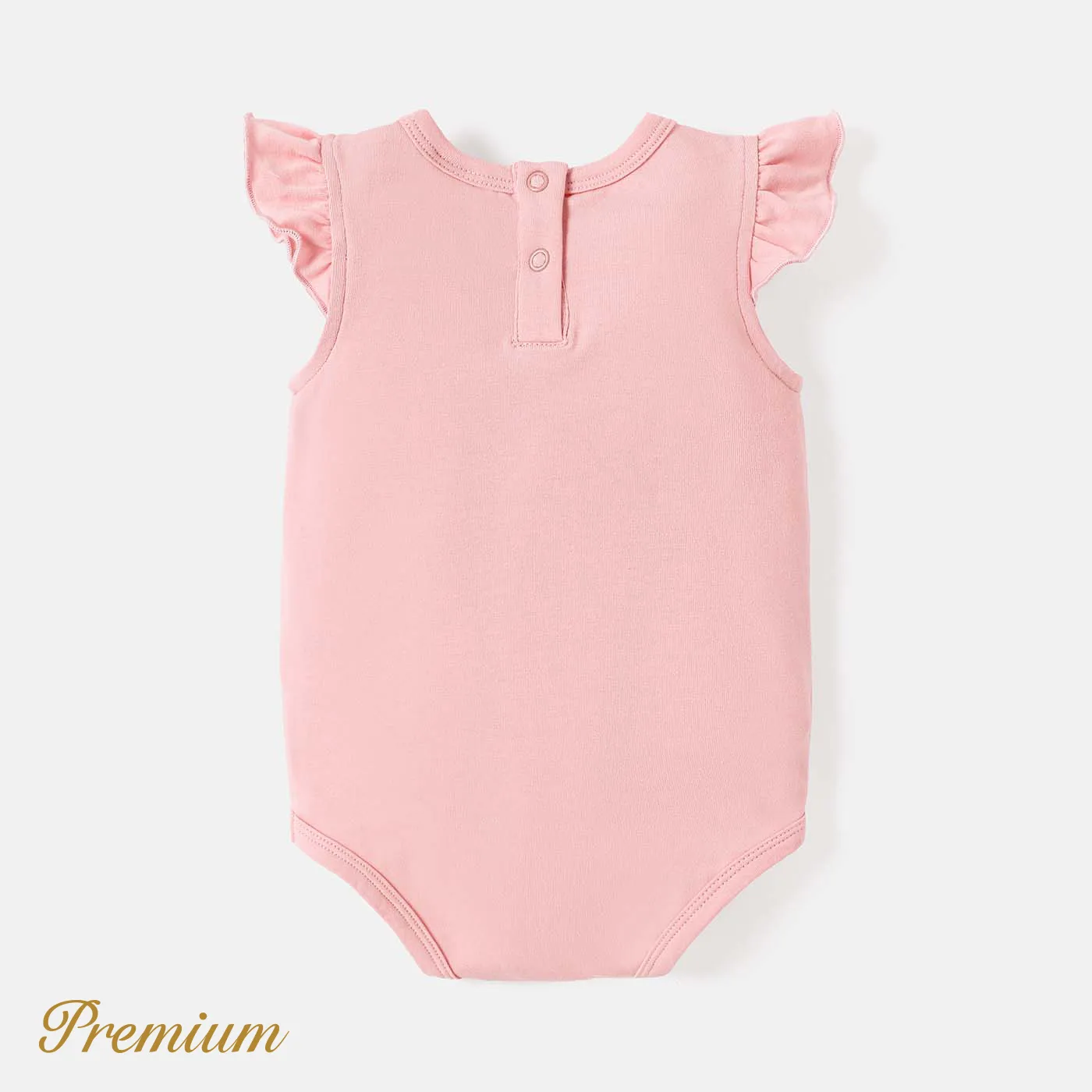 Valentine's Day Baby Girl Cotton Heart & Letter Embroidered Flutter-sleeve Romper  image 2