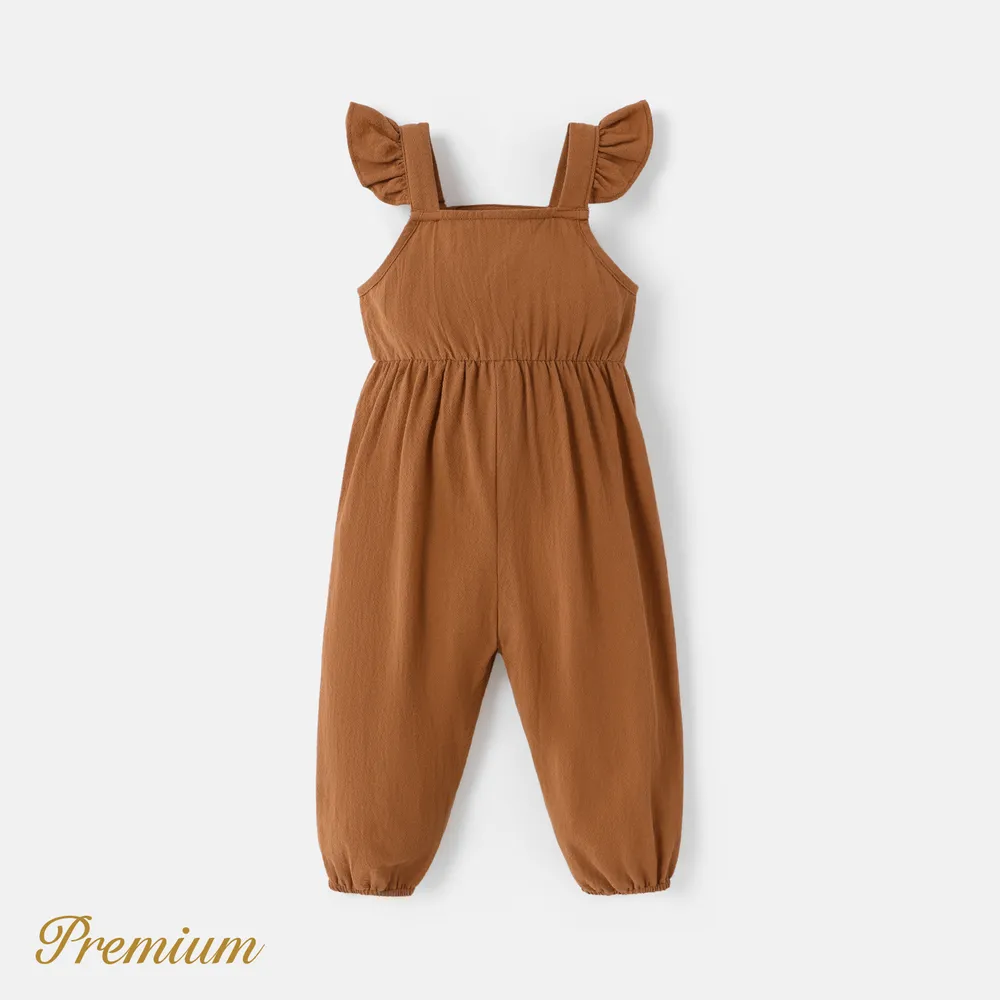 Baby Girl 100% Cotton Solid/Striped or Floral Print Overalls big image 2