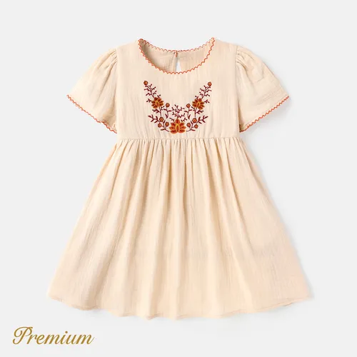 Toddler Girl 100% Cotton Floral Print Short-sleeve Dress