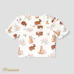 Baby Girl 100% Cotton Allover Animal Print Ruffle Collar Puff-sleeve Top  image 2