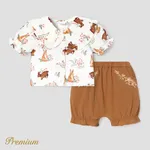 Baby Girl 100% Cotton Allover Animal Print Ruffle Collar Puff-sleeve Top  image 6