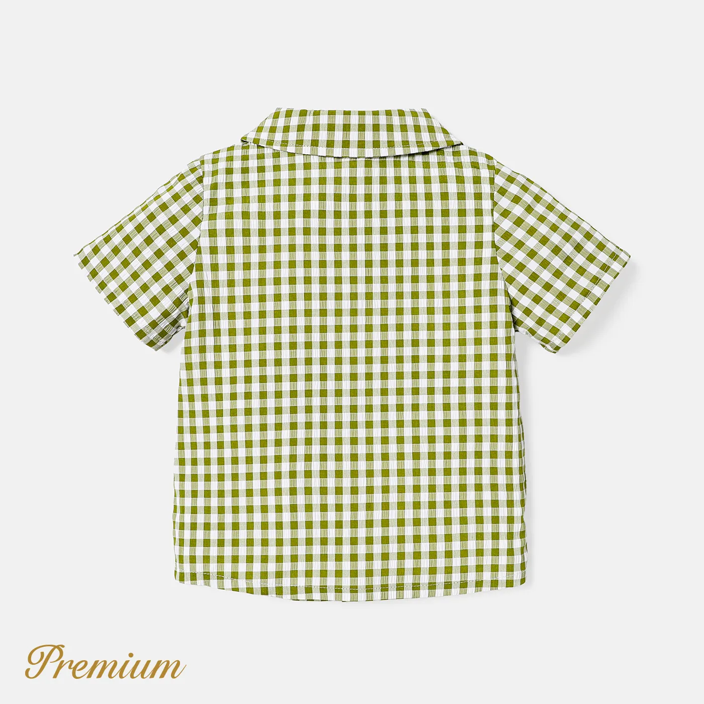 Baby Boy Gingham Short-sleeve Button Up Shirt GrayGreen image 2