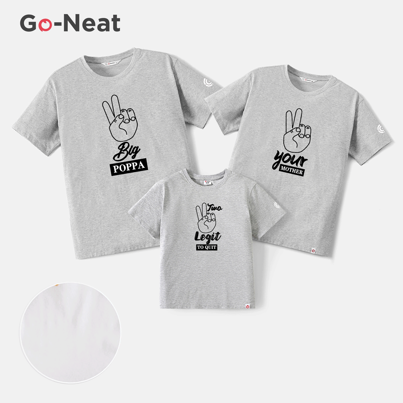 Go-Neat Water Repellent and Stain Resistant Family Matching Gesture & Letter Print Short-sleeve Tee