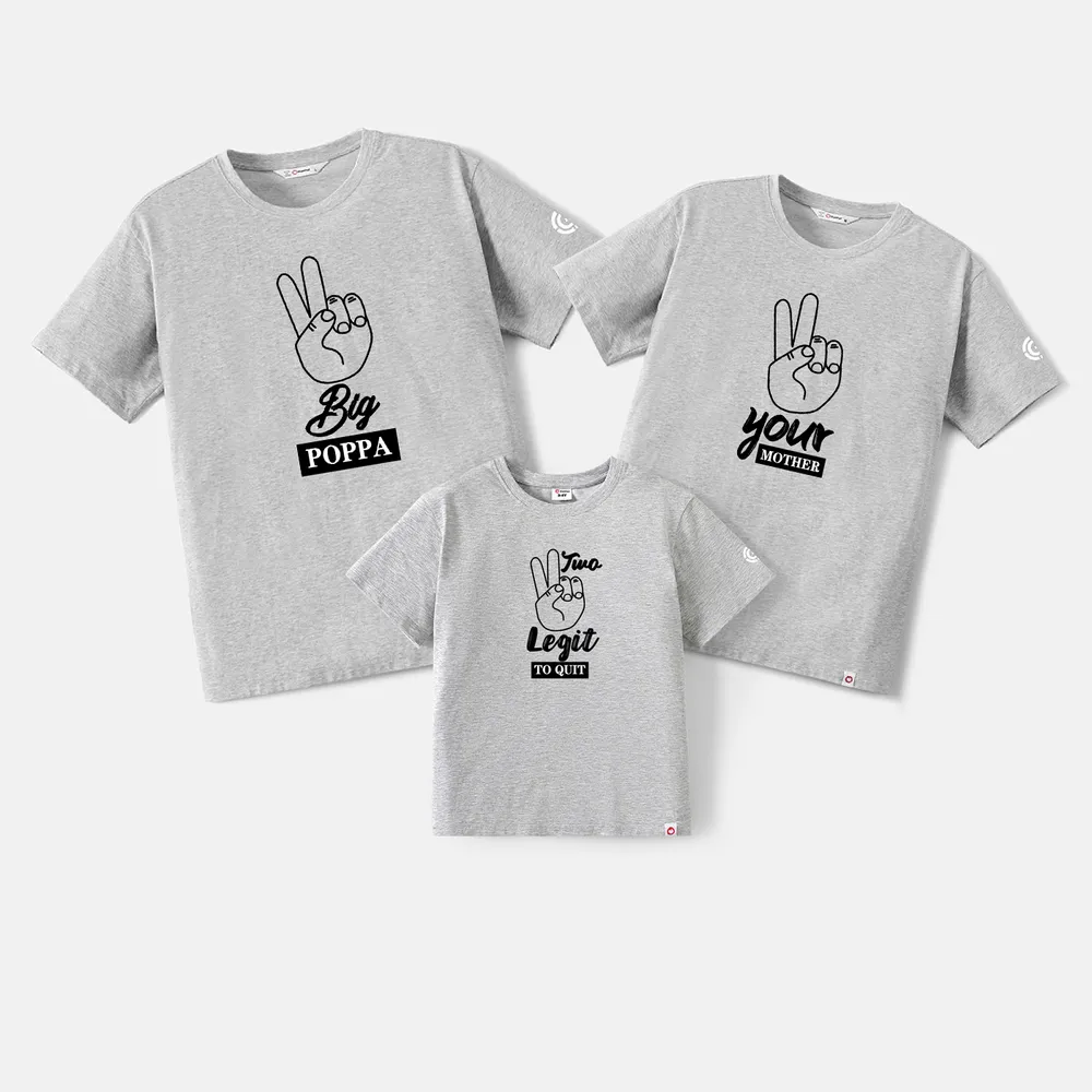 Go-Neat Water Repellent and Stain Resistant Family Matching Gesture & Letter Print Short-sleeve Tee big image 9