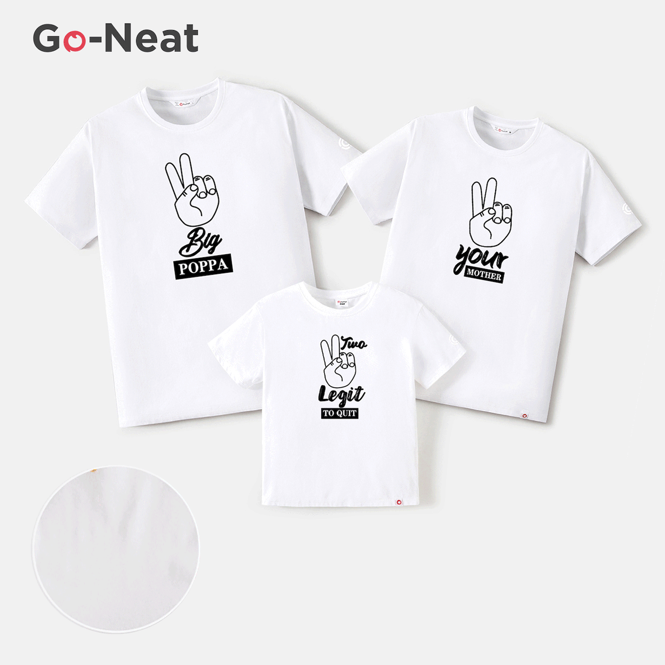 Go-Neat Water Repellent and Stain Resistant Family Matching Gesture & Letter Print Short-sleeve Tee White big image 1
