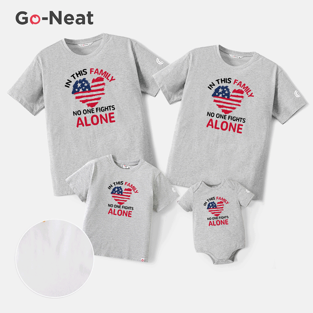 Independence Day Go-Neat Water Repellent and Stain Resistant Family Matching Heart & Letter Print Short-sleeve Tee  big image 10