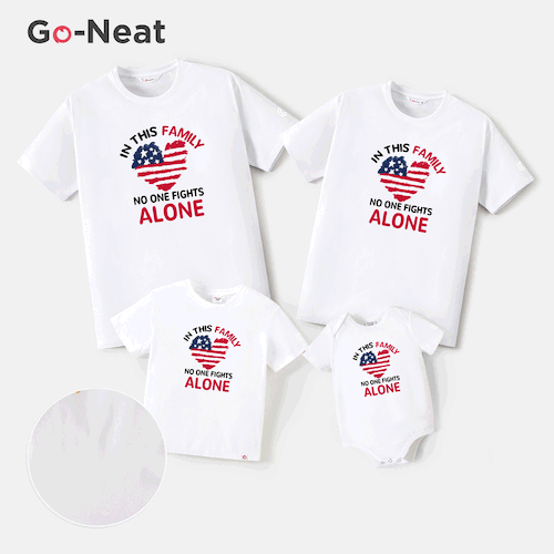 Independence Day Go-Neat Water Repellent and Stain Resistant Family Matching Heart & Letter Print Short-sleeve Tee