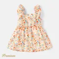 Baby Girl 100% Cotton Solid or Striped/Floral-print Flutter-sleeve Button Front Dress  image 3