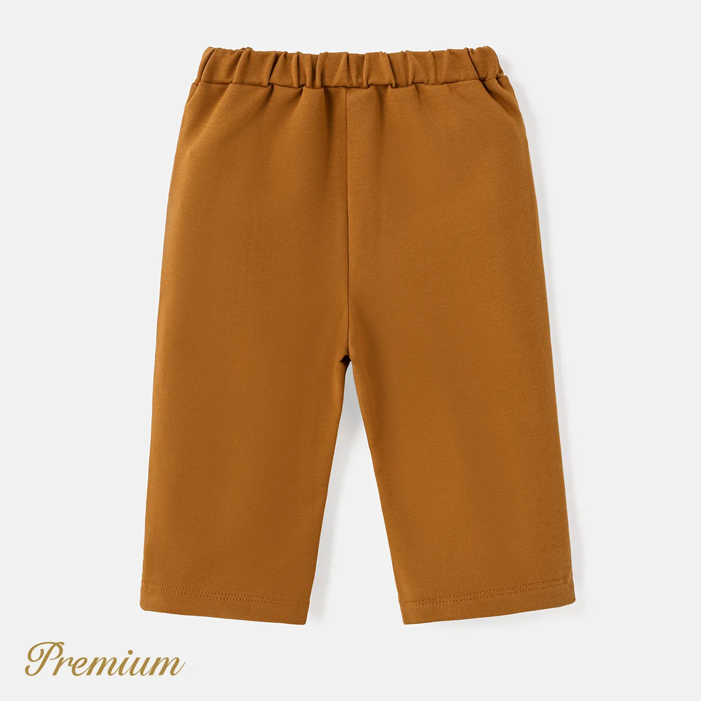 Baby Girl Solid Cotton Lace Detail Pants YellowBrown image 2
