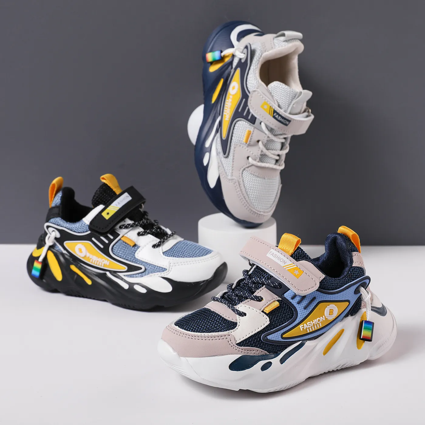 Kid Letters Pattern Breathable Multicolored Cool Sport Shoes