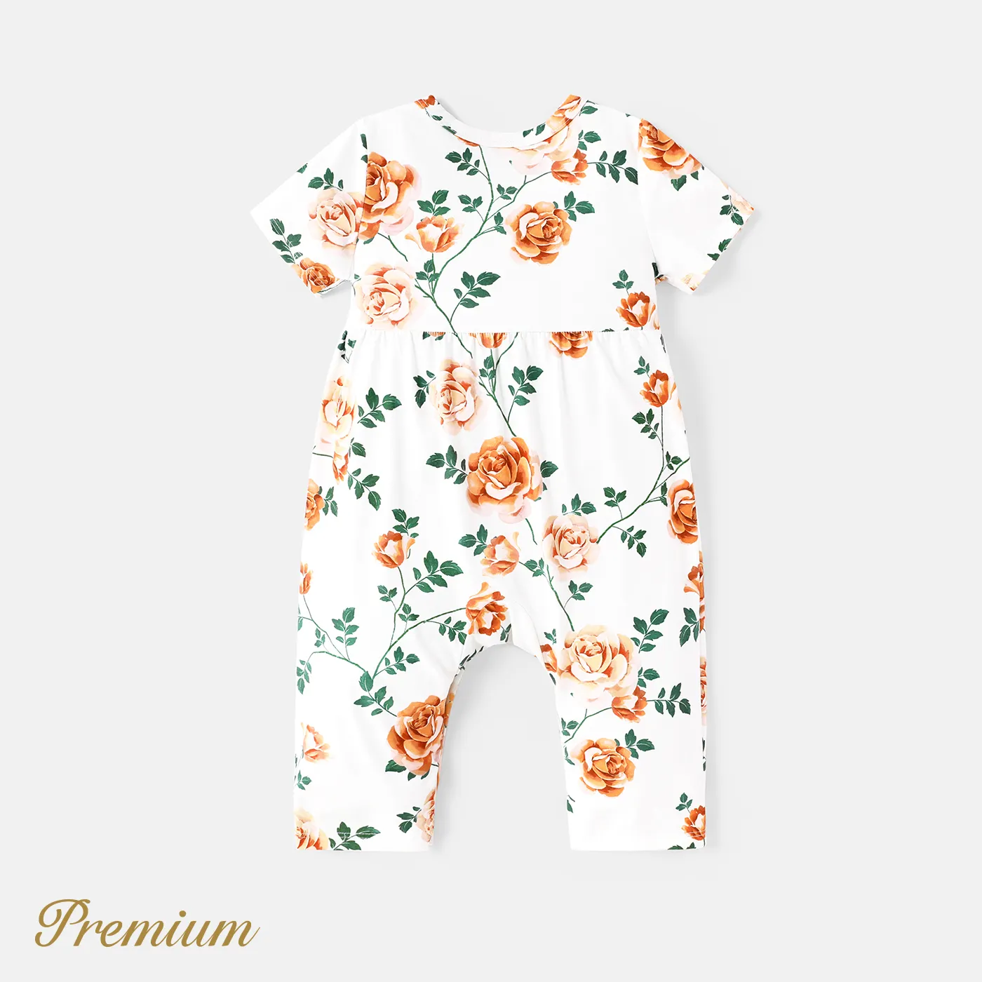 Baby Girl Allover Floral Print Surplice Neck Short-sleeve Naia™ Jumpsuit OffWhite image 2