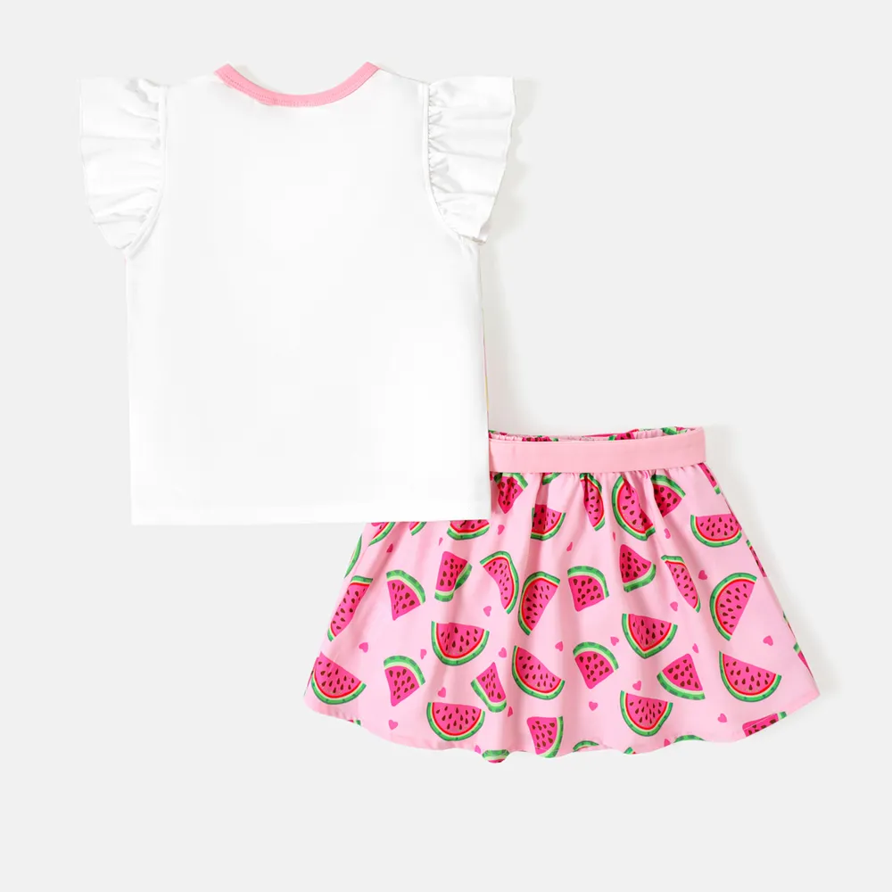 PAW Patrol Toddler Girl 2pcs Naia™ Character Print Flutter-sleeve Top and Watermelon Print Skirt Set big image 6