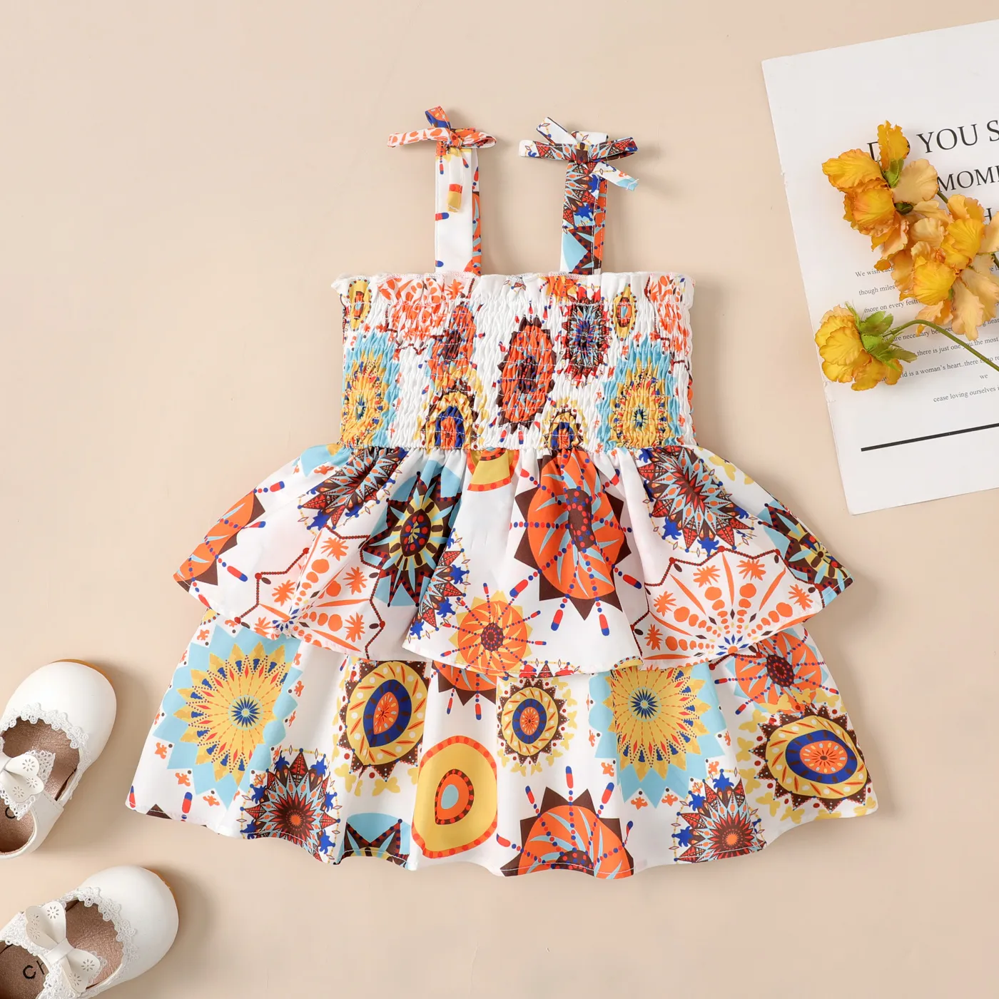 Baby Girl Boho Smocked Layered Slip Dress ORIGINALWHITE big image 1